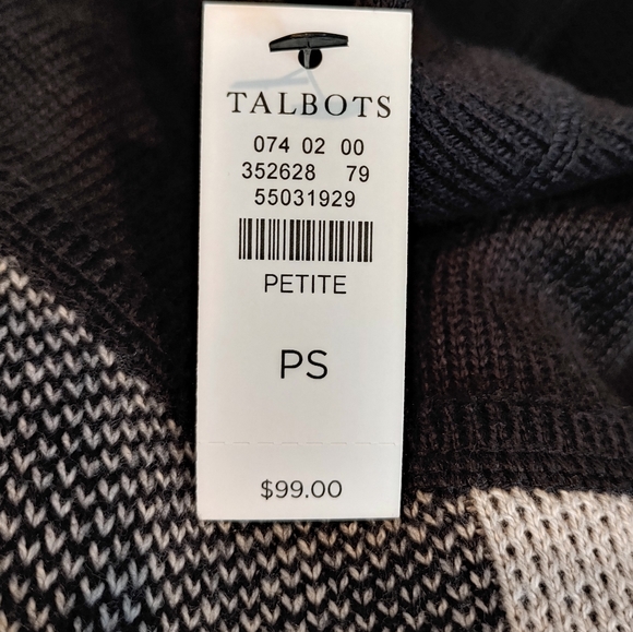 T By Talbots Buffalo Plaid Crew Neck Tunic Sweater Size PS Oversized NWT Cotton - Picture 7 of 12
